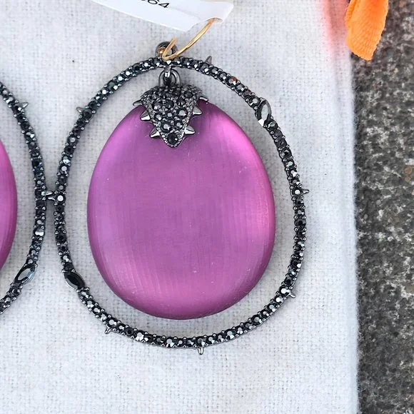 Alexis Bittar | Purple Earrings in Spiked Hoops - Picture 2 of 5